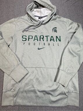Nike MSU Michigan State Spartans Football Hoodie Men’s Med Gray Therma Fit